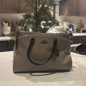 Coach Gray Leather Satchel with Black Handles